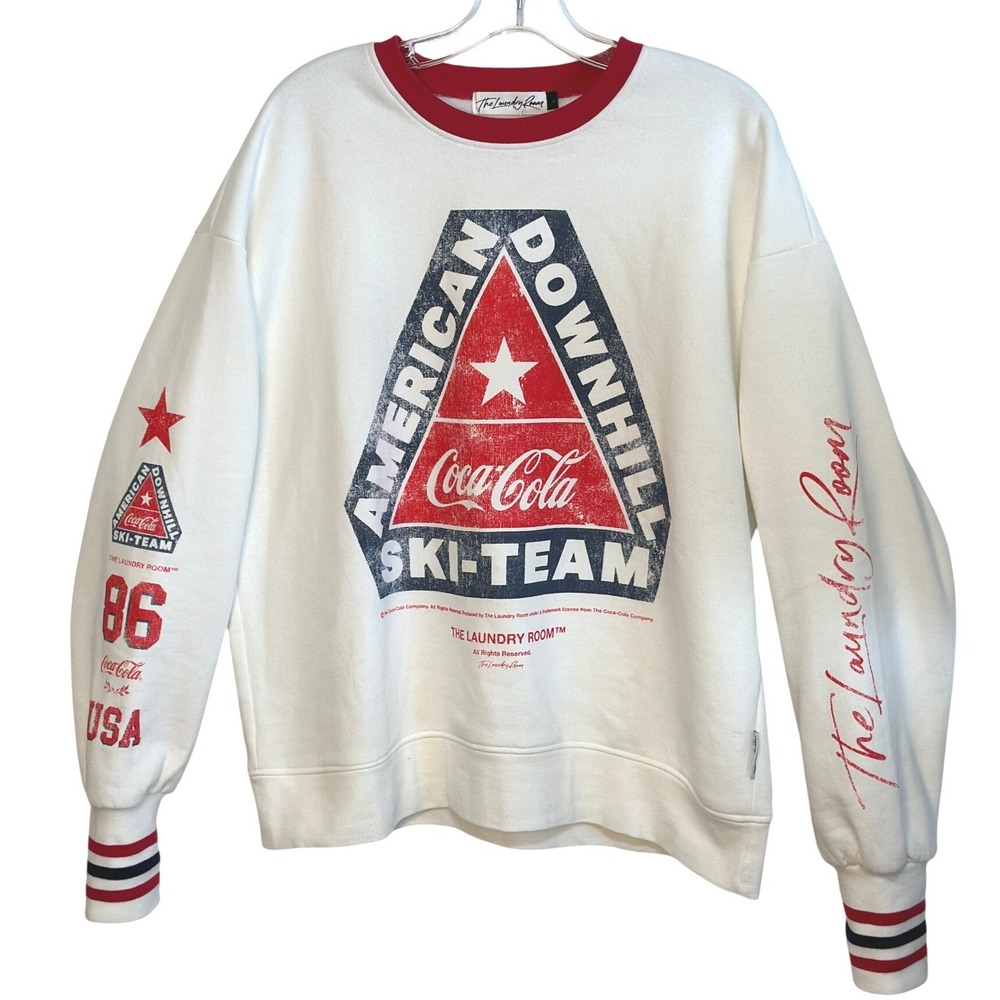 Laundry Room Coca-Cola '86 American Olympic Ski-Team Sweatshirt White‎ Retro M